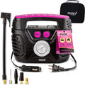 electric air compressor portable tire inflator with analog Pressure Gauge air pump for car tires 12V 110V tire pump for car bike balls & more Easy to use ideal for cool women and adults