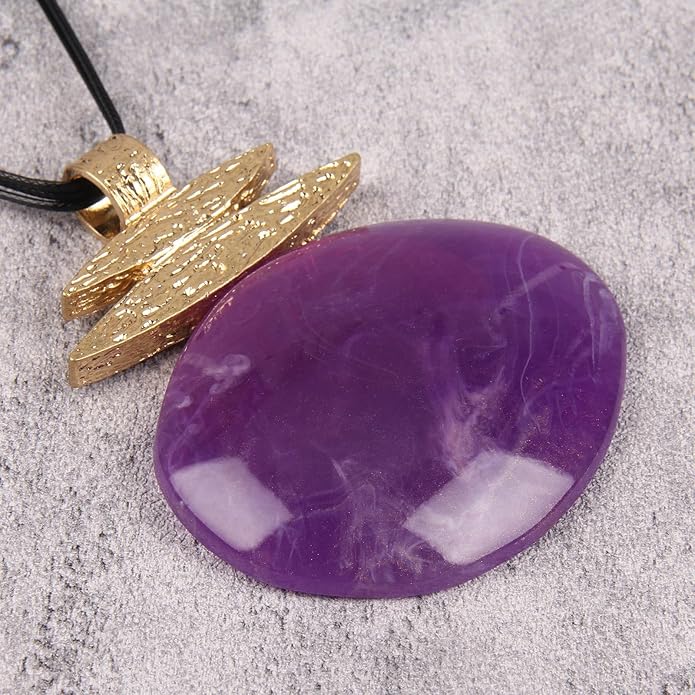 Boho Leather Necklace Women Bohemian Brown Circle Pendant Necklace Choker Long Necklaces for Women Boho Ring Large Pendant