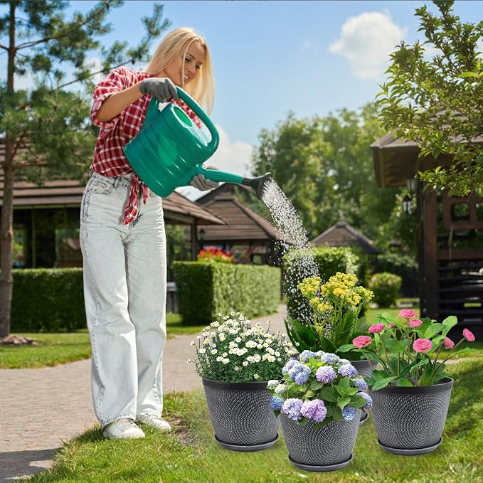 Quarut 12 in Large Plant Pot, Plastic Flower Pots - Image 4