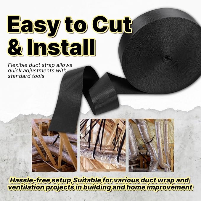 Heavy Duty Duct Strap – 1.95 in x 147 ft Black Nylon Strapping - Image 7