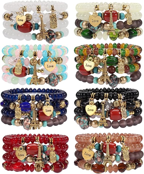 Bracelets Bohe Multilayer Chain Tassel Stackable Charm Stretch Statement Bracelet Set