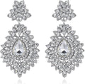 mecresh Flower Teardrop Bridal Wedding Dangle CZ Earrings in Silver/Gold Tone for Women Girl Bride Gift …