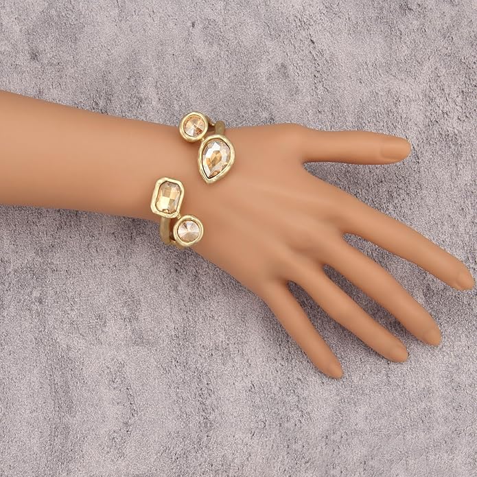 Gold Cuff Bracelet for Women Silver Beaded Bracelets Open Bangle Stackable Stretch Bead Bracelet Boho Jewelry Gifts for Wife Couple