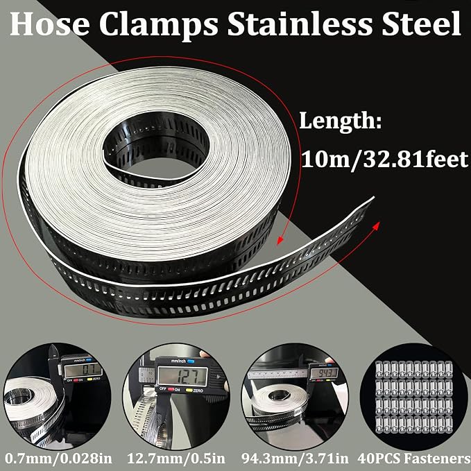 Hose Clamps Stainless Steel, Hose Clamp Assortment Kit, 32.81FT DIY Large - Image 4