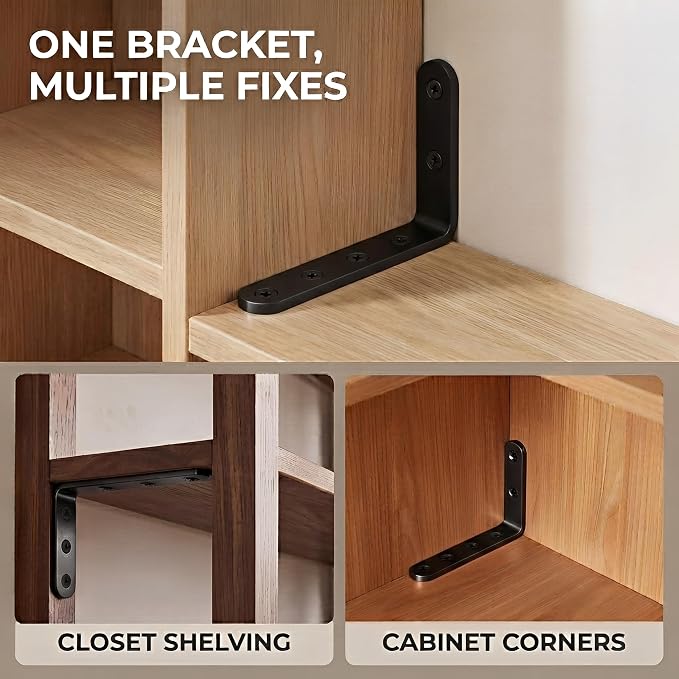 25Pcs Black Angle Brackets 3”x 5” Heavy Duty Corner Bracket 3MM - Image 6