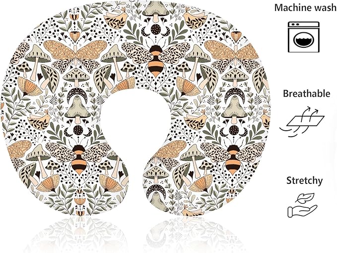 Boyoung Stretchy Nursing Pillow Covers Ultra Soft Slipcovers for Breastfeeding for Baby Girls Boys, Feeding Pillow Cover Fits Standard Infant Support Pillows Positioners Nursing Pillow Case