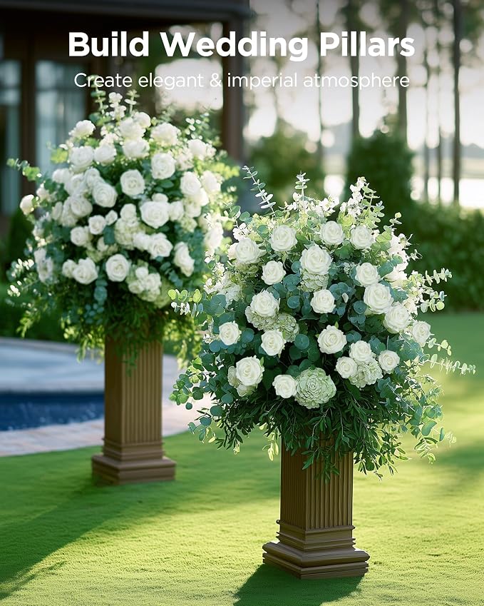 InnoGear White Roses Artificial Flowers 50 Pcs Fake Velvet Silk Rose Floral | - Image 6