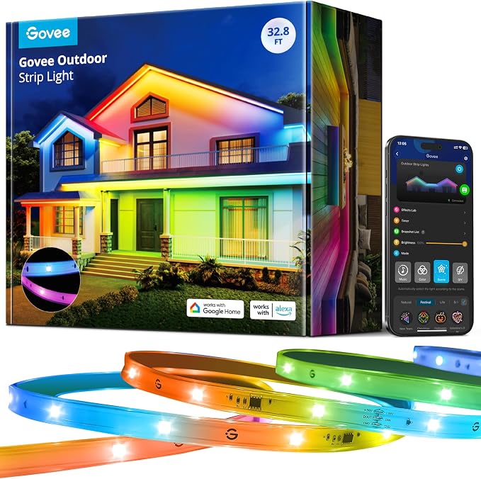 Govee Outdoor LED Strip Lights, 32.8ft Smart Outdoor Lights Work by Unknown