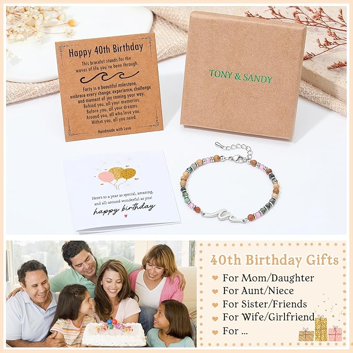 TONY & SANDY Friend Gifts for Women, Unique Valentine's Day Gifts for Her, Sister Gifts from Sister, Wave Bracelet, Christmas Birthday Gifts for Women, Bestie Friendship Bracelets