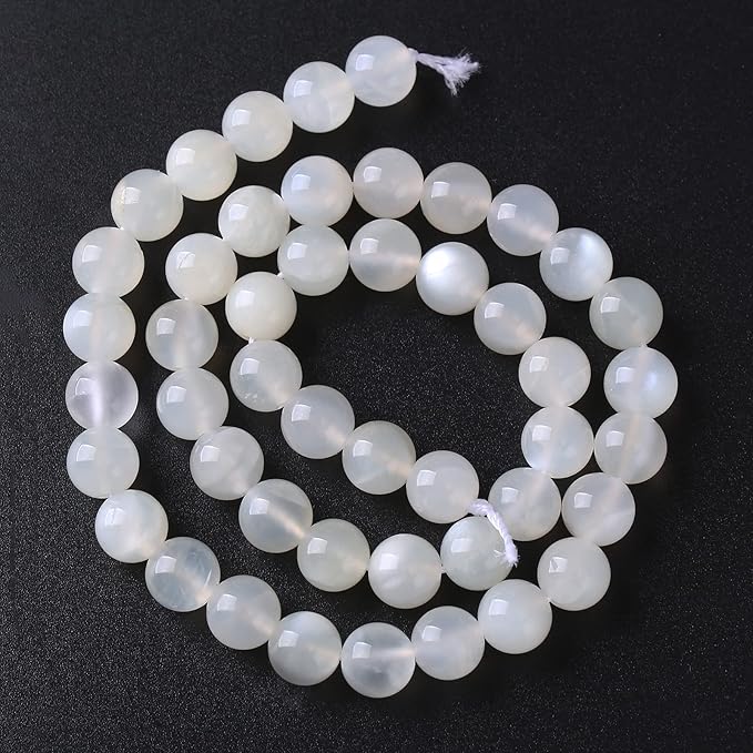 4MM 88PCS Natural White Moonstone Gemstone AAA Grade Crystal Spacer Loose Beads for Jewelry Making DIY Bracelet 15 Inches 1 Strand