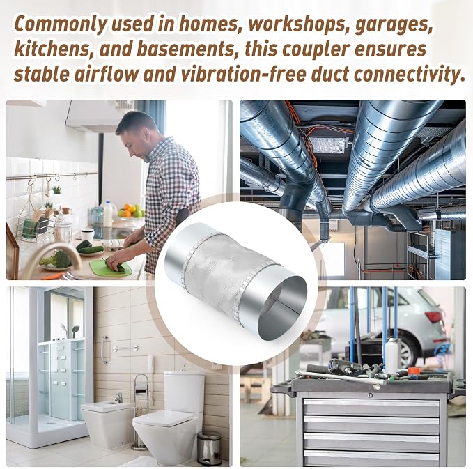 4 Inch Flexible Duct Connector, Round Dryer Vent Connector Galvanized Steel - Image 7