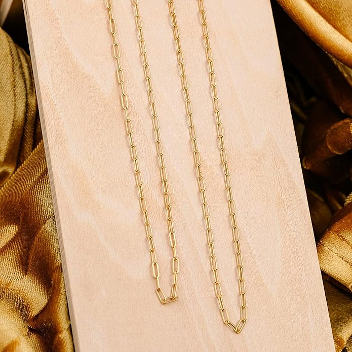 CHESKY 14k Gold Plated/Silver Plated Dainty Necklace for Women, Trendy Satellite Choker Necklace Thin Beaded Layered Choker Necklaces Discs Paperclip Chain Necklaces Womens Simple Jewelry