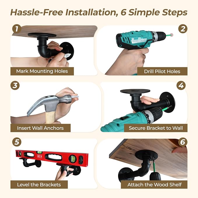 Industrial L Pipe Shelf Brackets - Image 5