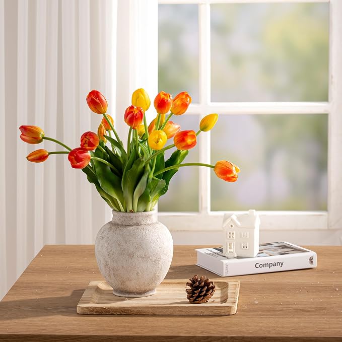 Ceramic Flower Vase, Rustic Farmhouse Decorative Vase Pottery Pampas Grass Vases - Image 6