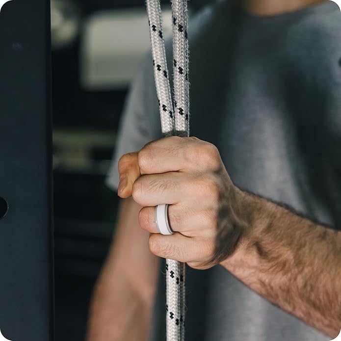 Rinfit Silicone Rings for Men 9mm Wide, 2mm Thick - Mens Rubber Wedding Bands - Infinity Ring with 2 Layers - Patented Design