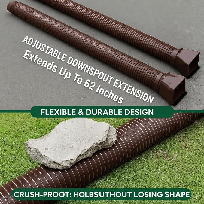 2 Pack Brown Rain Gutter Downspout Extensions, Gutter Extender - Image 8
