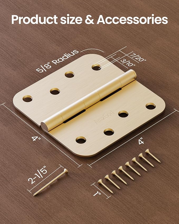 Gold Door Hinges 36 Pack 4 Inch Rounded - Image 6