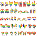 MARFOREVER 40Pcs/20 Pairs Pride Charms, Rainbow Charms for Jewelry Making, Rainbow Gay Enamel LGBT Colorful Pride Charm Pendants for Bracelet Necklace Earrings Making Accessories