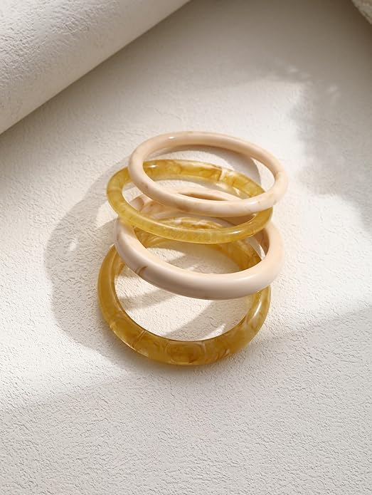 ÌF ME Acrylic Bangles Bracelets for Women, Irregular Acrylic Resin Chunky Bracelets Geometric Fashions Thick Statement bangle Set