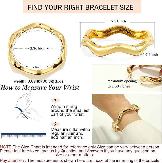 2Pcs Bangle Bracelets for Women Gold Arm Cuff 14k Gold Plated Chunky Gold Bangle Set Hinged Cuff Bracelets Trendy Arm Cuff Jewelry for Women