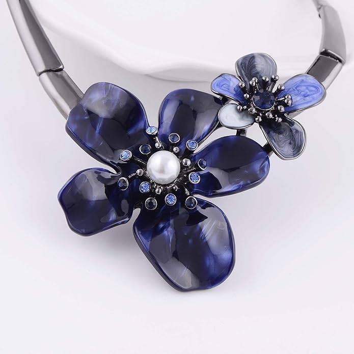 AMYJANE Vintage Statement Jewelry Set - Spring Leaf Flower Floral Plant Necklace Earring Set Crystal Rhinestone Fashion Costume Jewelry for Women Prom Party Unique Gift