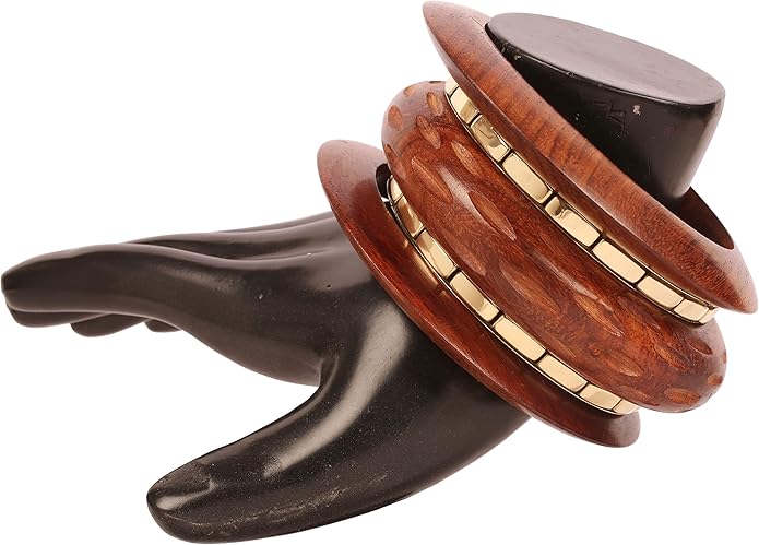 Touchstone wood bracelets for women bangle wooden jewelry handmade artisan bangles natural handcrafted brown olive stylish chunky boho bohemian bracelet brass metal inlaid woods stackable