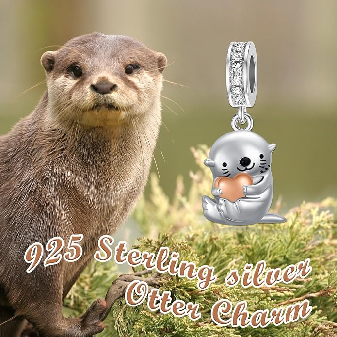 PROESS Sterling Silver/Red Panda/Cow/Highland Cow/Otter/Squirrel/Elephant/Axolotl/Cat/Fox/Bee/Butterfly/Hummingbird/Tiger/Lion/Mokeny/Koala/Dog Charm Animal Charms Bead for Jewelry Making