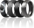 ThunderFit Silicone Rings for Men - 7 Rings / 4 Rings / 1 Ring Step Edge Rubber Wedding Bands 10mm Wide - 2.5mm Thick