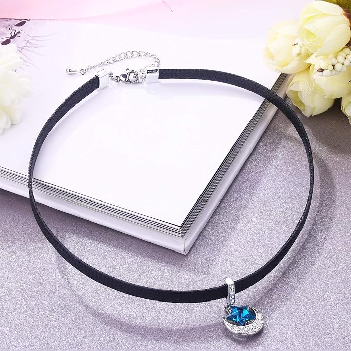 Yonhon Black Choker Necklace for Women,Gold/Siver Tone Choker Necklace with Elegant Pendantant