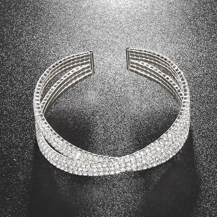 Suyi Rhinestone Bracelet Multilayer Gold Cuff Bracelet for Women Crystal Braidal Bracelets