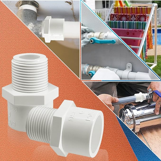10Pcs White PVC Pipe Fittings, 1inch NPT Male Thread PVC Pipe Fitting Adapter - Image 8