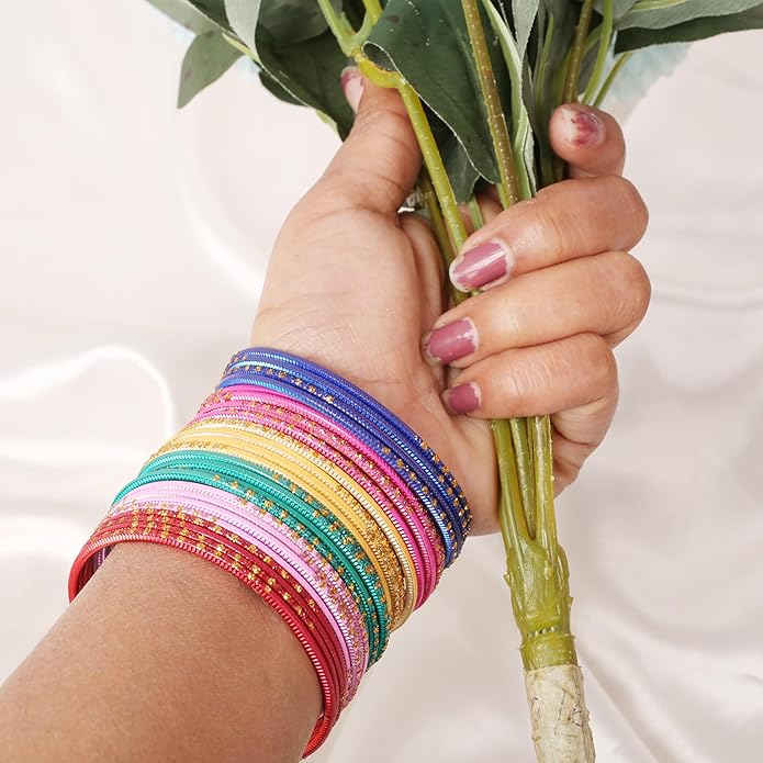 Touchstone indian bangles bracelets for women colorful churiyan set return gifts jewelry chudiya bulk pack bollywood metal bangle sets 12 textured vintage colors. Set of 144