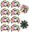 BLOSMON Flower Balls Wedding Centerpieces: 10 Pcs Pink White Fake Roses | 9.5 by Blosmon