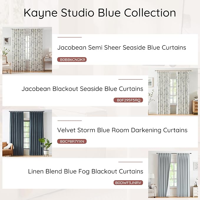 Kayne Studio Storm Blue Soft Velvet Pinch Pleated Curtains 72 Inches Long | - Image 9
