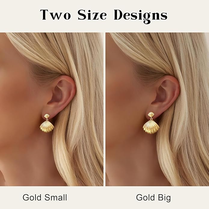 Gold Sliver Shell Earrings for Women Trendy Gold Dangle Earrings Beach Jewelry for Birthday