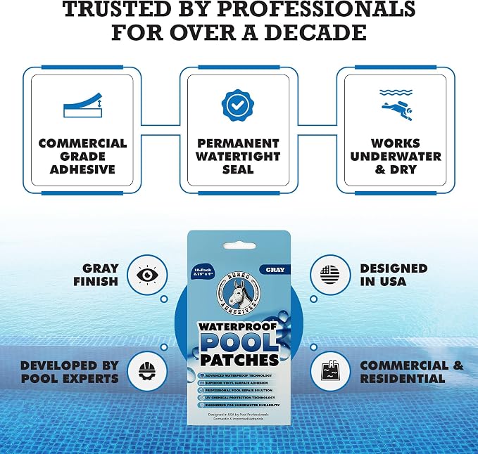 Burro Adhesives 10-Pack Waterproof Gray Pool Patches - Image 5