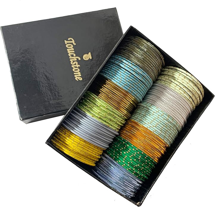 Touchstone indian bangles bracelets for women colorful churiyan set return gifts jewelry chudiya bulk pack bollywood metal bangle sets 12 textured vintage colors. Set of 144