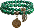 Bivei Natural Semi Precious Gemstone beads bracelet for women - Life Tree and Leaf Charm Energy Reiki Crystal Stretch Bracelets