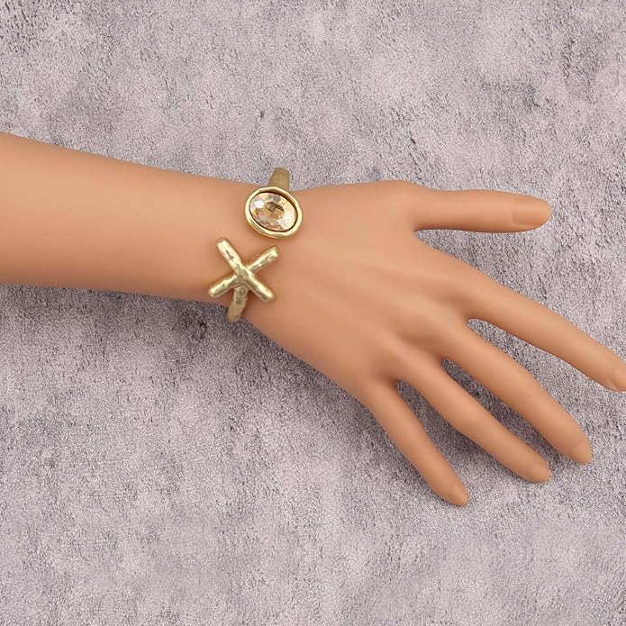 Gold Cuff Bracelet for Women Silver Beaded Bracelets Open Bangle Stackable Stretch Bead Bracelet Boho Jewelry Gifts for Wife Couple