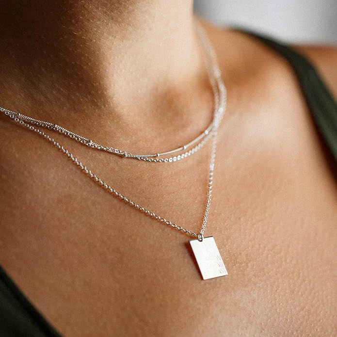 CHESKY 14k Gold Plated/Silver Plated Dainty Necklace for Women, Trendy Satellite Choker Necklace Thin Beaded Layered Choker Necklaces Discs Paperclip Chain Necklaces Womens Simple Jewelry