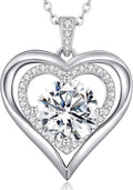 Valentine's Day Gift Moissanite Heart Pendant Necklaces for Women, 925 Sterling Silver Necklace Engraved with 'I LOVE YOU', Ideal Anniversary Birthday Jewelry Gifts for Mom Wife Girlfriend Daughter Her