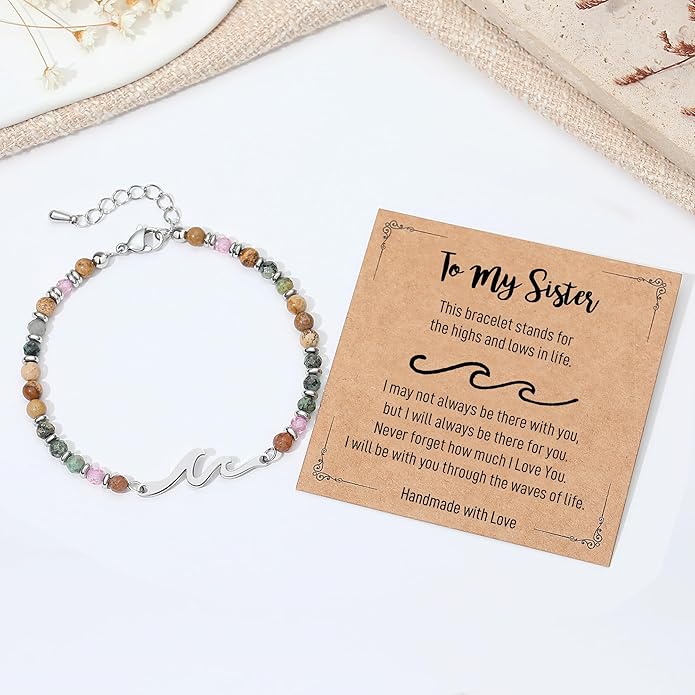 TONY & SANDY Friend Gifts for Women, Unique Valentine's Day Gifts for Her, Sister Gifts from Sister, Wave Bracelet, Christmas Birthday Gifts for Women, Bestie Friendship Bracelets
