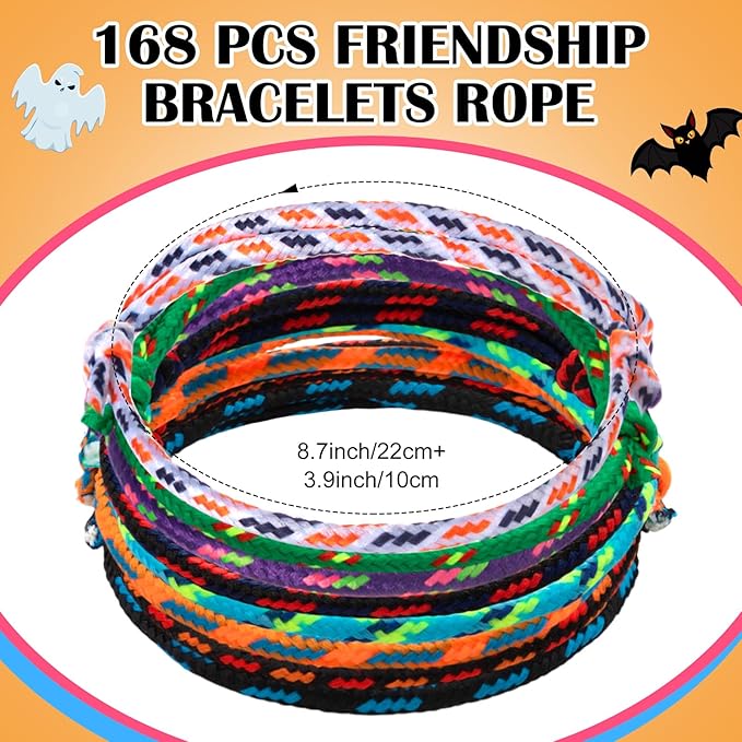 Remerry 168 Pcs Friendship Bracelets Adjustable Woven Rope Bracelets Bulk Valentine's Day Birthday Party Favors & Goodie Bag Stuffers, 8 Assorted Colors(Dark Colors)