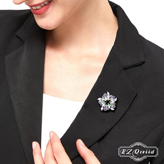 Brooches For Women,14k Gold Plated Copper,Crystal Brooch,Love Brooch,Heart Brooches,Brooches Pin for Birthday, Christmas,Valentines, Wedding Parties, Anniversaries,Flower Broach