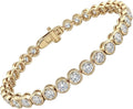 Privosa Fine Jewelry 1 to 2 Carat Diamond Tennis Bracelet in 14k White or Yellow Gold (F-G, SI1-SI2, cttw) 7 Inches Long Bezel Set