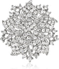 Womens Flower-shape Statement Brooch Pin Crystal Brooch for Women