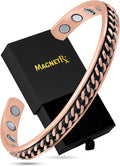 MagnetRX® Copper Magnetic Bracelets – Effective Pure Copper Bracelet for Men and Women – Copper Cuff Adjustable Magnetic Bracelet Bangles (Curb Chain Inlay)