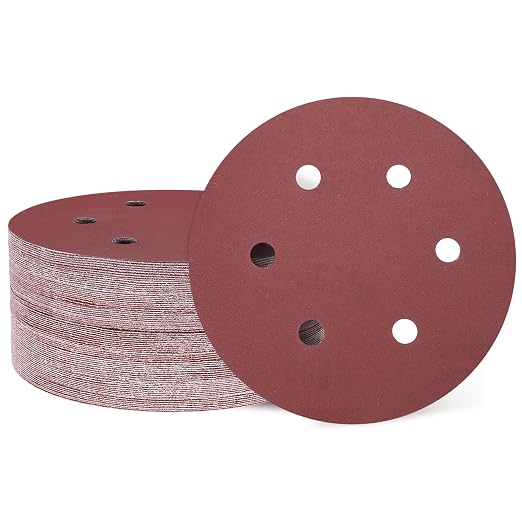 HARFINGTON 50 Pcs 6 Inch Sanding Discs 800 Grit Red Aluminum Oxide 6 Hole | by HARFINGTON