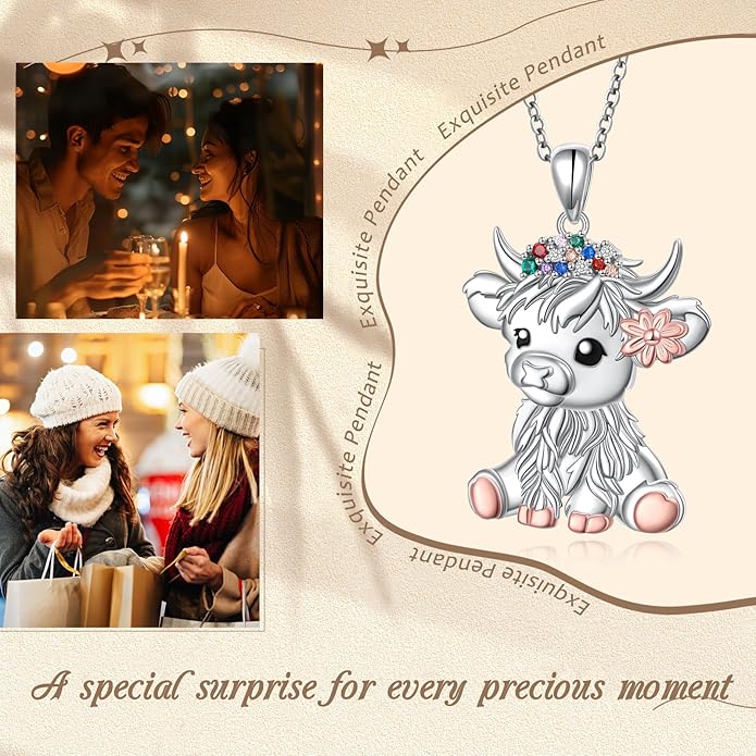 FLYOW 925 Sterling Silver Cute Animal Jewelry Hummingbird/Butterfly/Wolf/Corgi/Cat/Snake/Spider/Bat/Penguin/Bear/Opossum/Frog/Guinea Pig for Women Mother Friend Animal Lovers