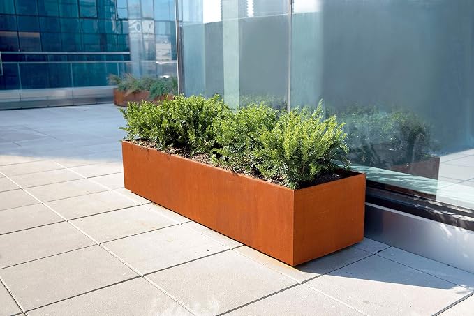 Corten Steel Planters | 60x18x42 Large Rectangular Planters - Image 2